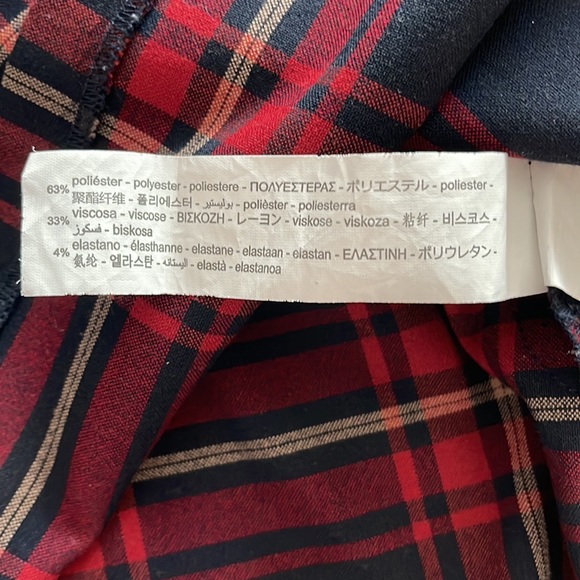 Zara plaid a-line dress with front pockets 3/4 sleeves exposed gold zipper - Picture 5 of 13